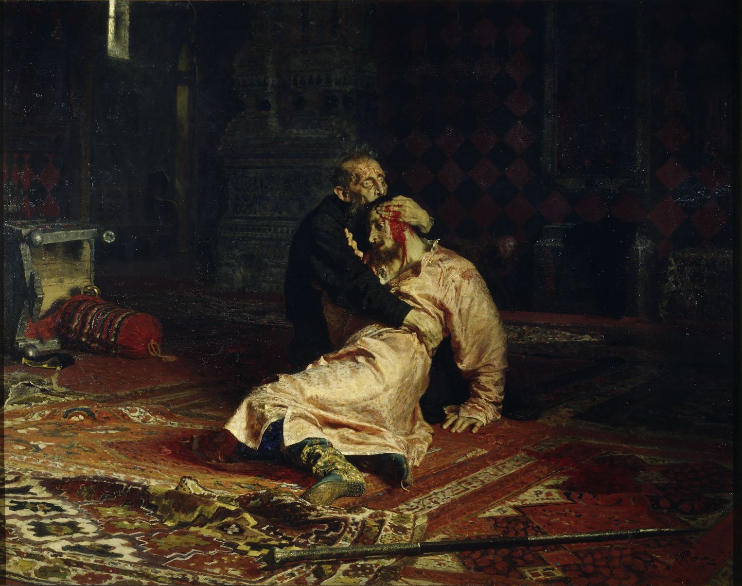Ilja Repini surematu maal «Ivan Julm oma pojaga»