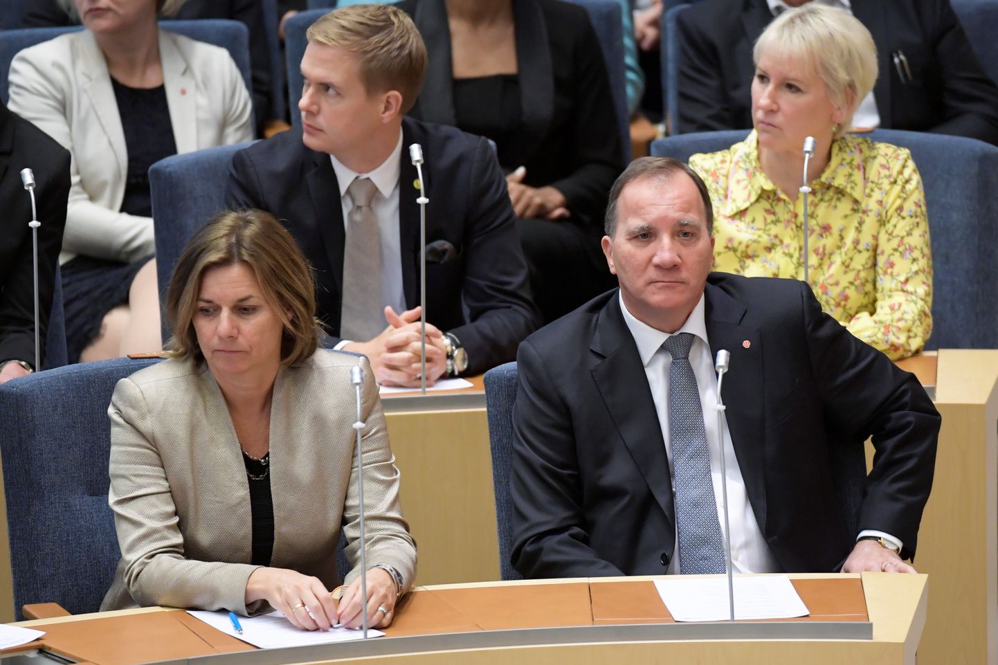 Ähvarduskirjad said mullu suvel teiste seas Rootsi asepeaminister Isabella Lövin (esiplaanil vasakul) ja peaministre Stefan Löfven (esiplaanil paremal).
