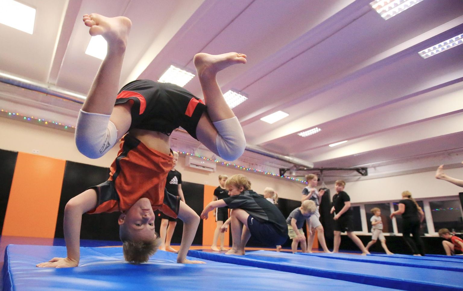 Vabavõitluse treening lastele spordiklubis Englas treener Ott Tõnissaare juhendamisel. Esiplaanil 11-aastane Henri-Mathias Lepik.
 