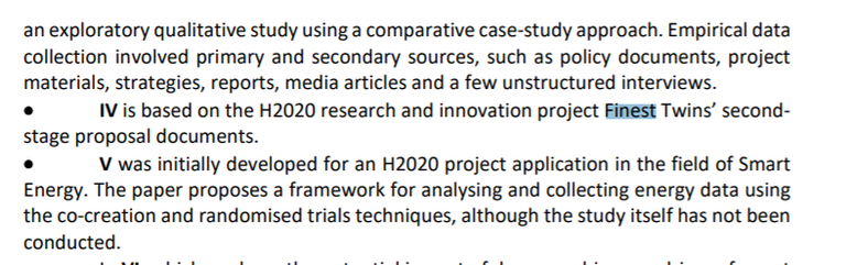 Ralf-Martin Soe doktoriväitekirjast ei leia samuti ühtegi märki OpenGovIntelligence projekti kohta. Küll leiab sealt igasuguseid muid H2020 fondiga seotud projekte, mille raames ta teadustööd on teinud.