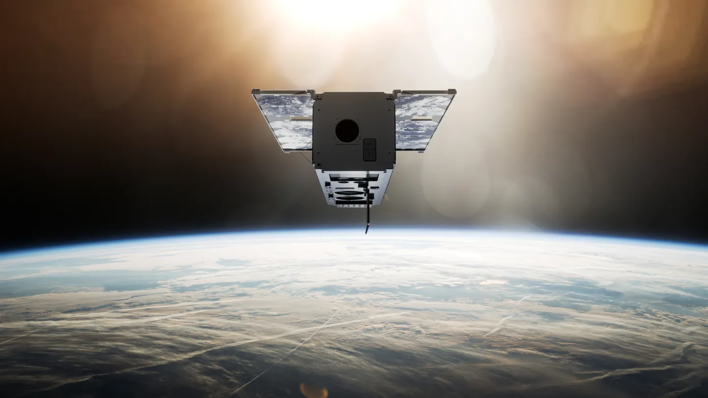 Kunstniku kujutus ESTCube-2 satelliidist kosmoses