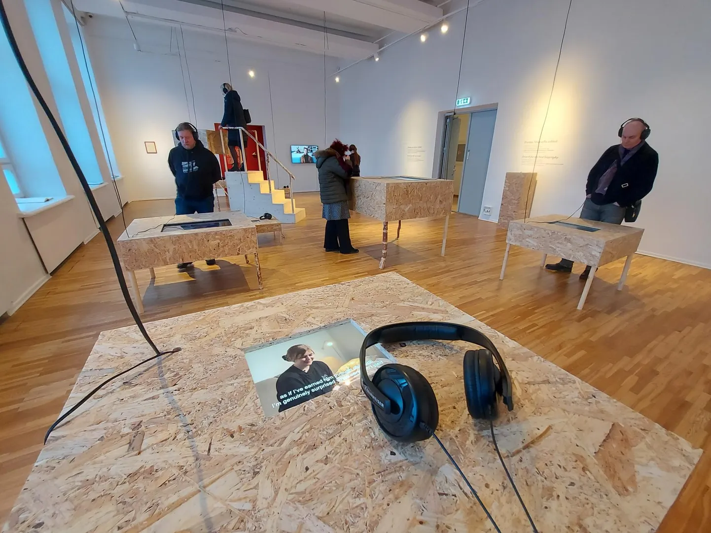 Katariin Mudisti ja Keithy Kuuspu näitusel «Kahjuks ei osutunud te sellel korral valituks» on kesksel kohal videod.