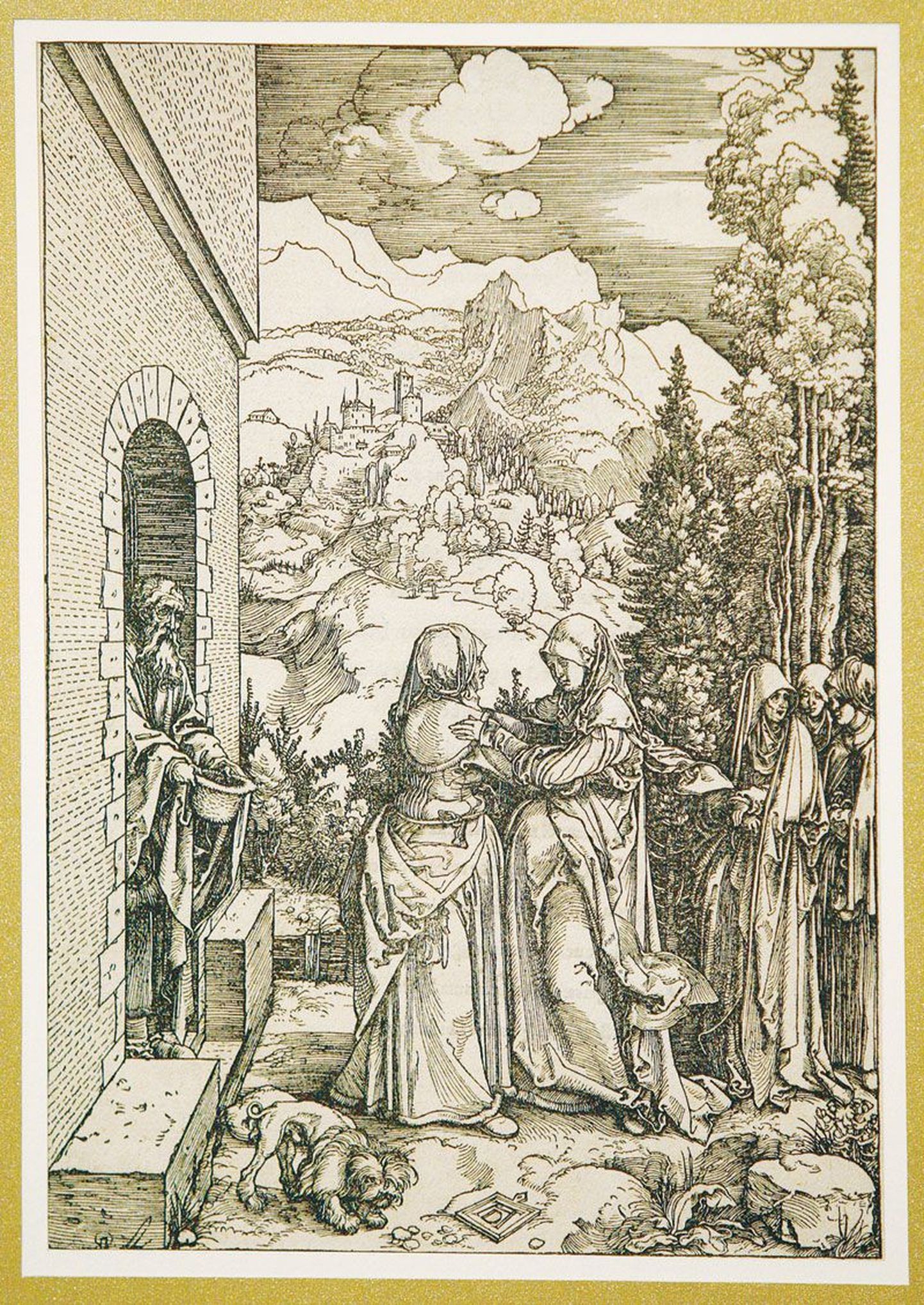 Albrecht Düreri sarja «Maarja elu» üheksas leht (1503/1504) «Külastus».