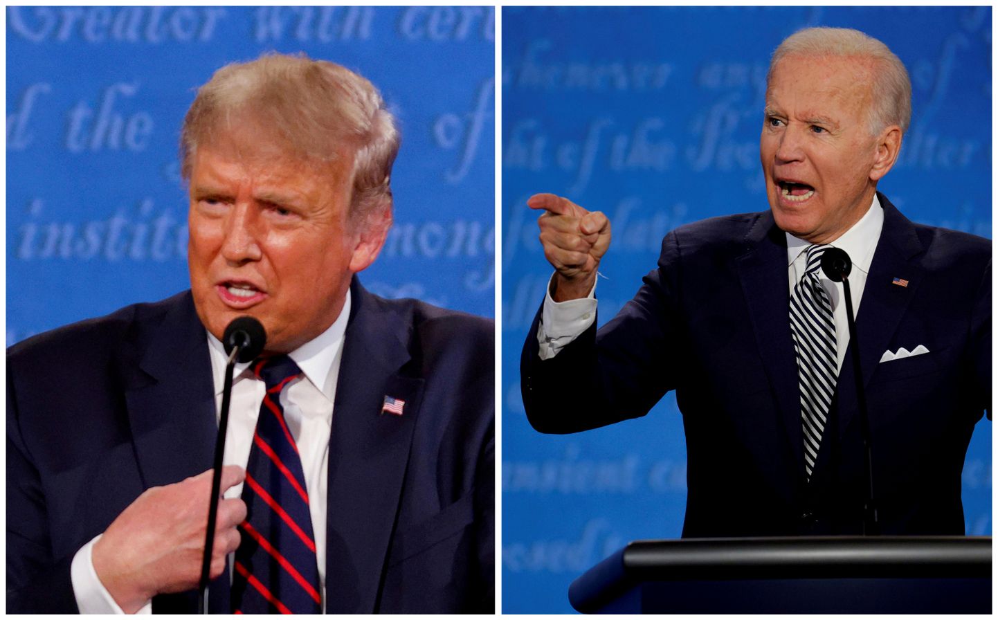 Donald Trump ja Joe Biden esimese debati ajal.