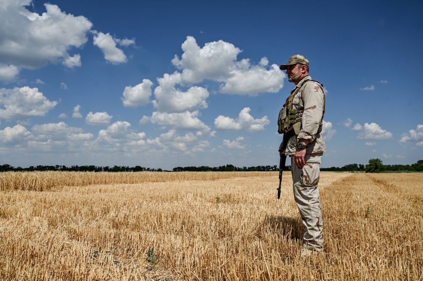 Ukraina sõjaväelane Zaporižžja oblasti põllul.