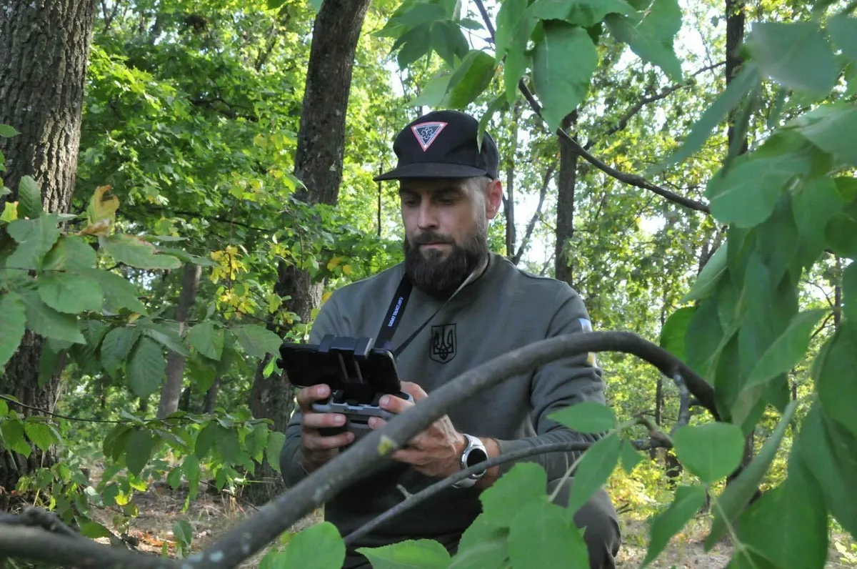 Martin Jääger during drone training near Kyiv in the summer of 2023. He joined the 3rd Assault Brigade in May of this year.