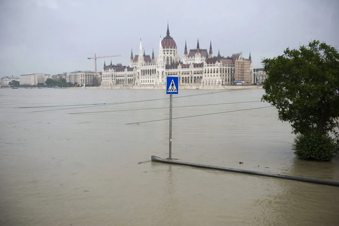 Üle kallaste tõusnud Doonau jõgi Budapestis