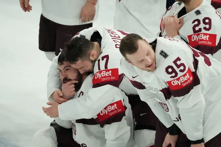 Latvijas hokeja izlase Somijā.