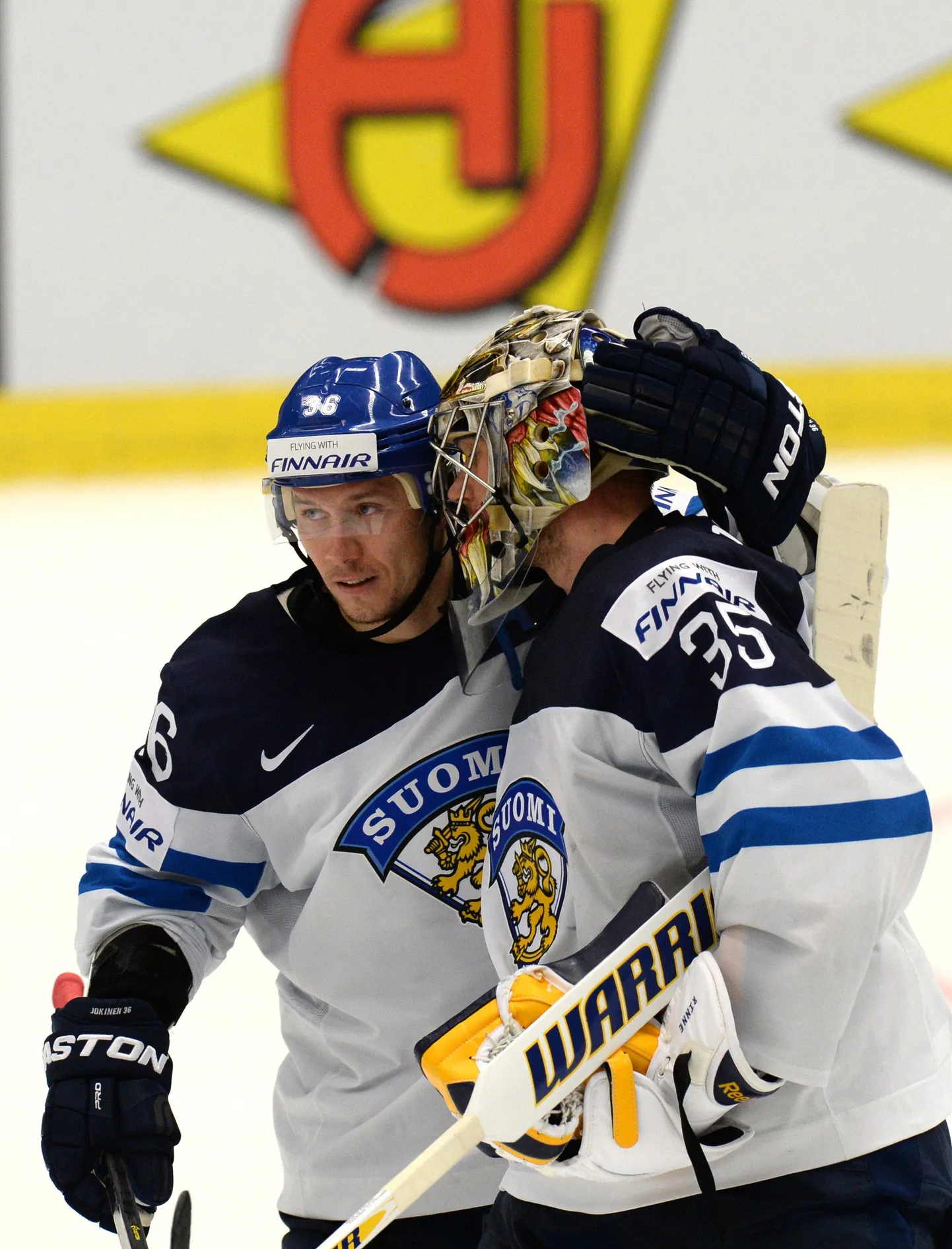 Soome väravavaht Pekka Rinne (paremal) ja Jussi Jokinen.