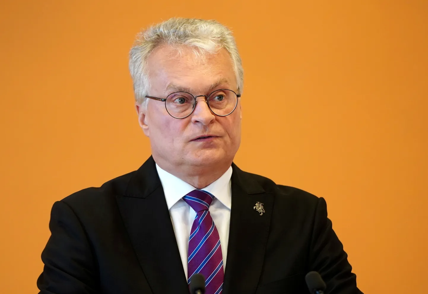 Lietuvas prezidents Gitans Nausēda piedalās preses konferencē pēc tikšanās ar Latvijas Valsts prezidentu Baltijas ceļa 35. gadadienai veltītā pasākumā Pasvalē.