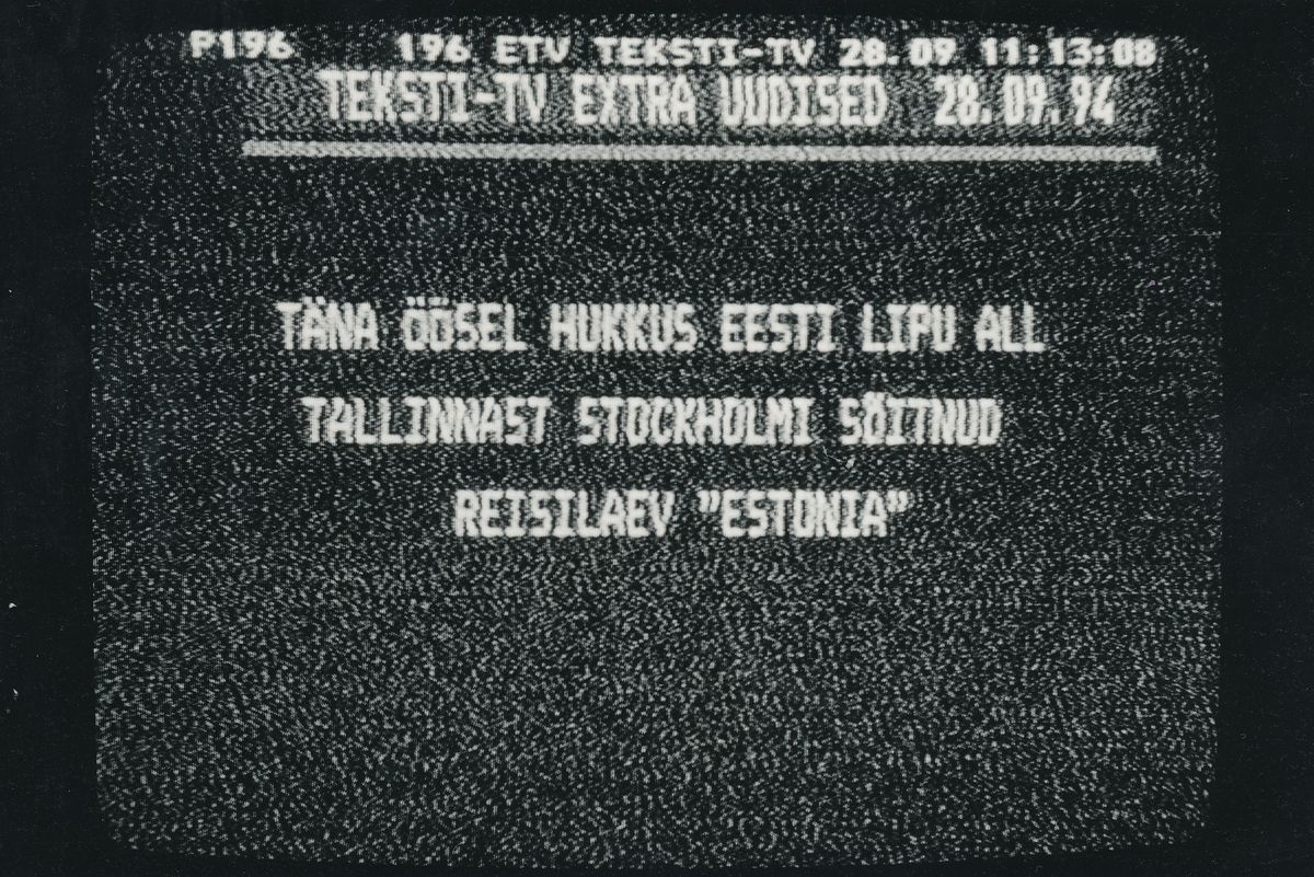 Сообщение о гибели «Эстонии» на телевидении, 28.09.1994 