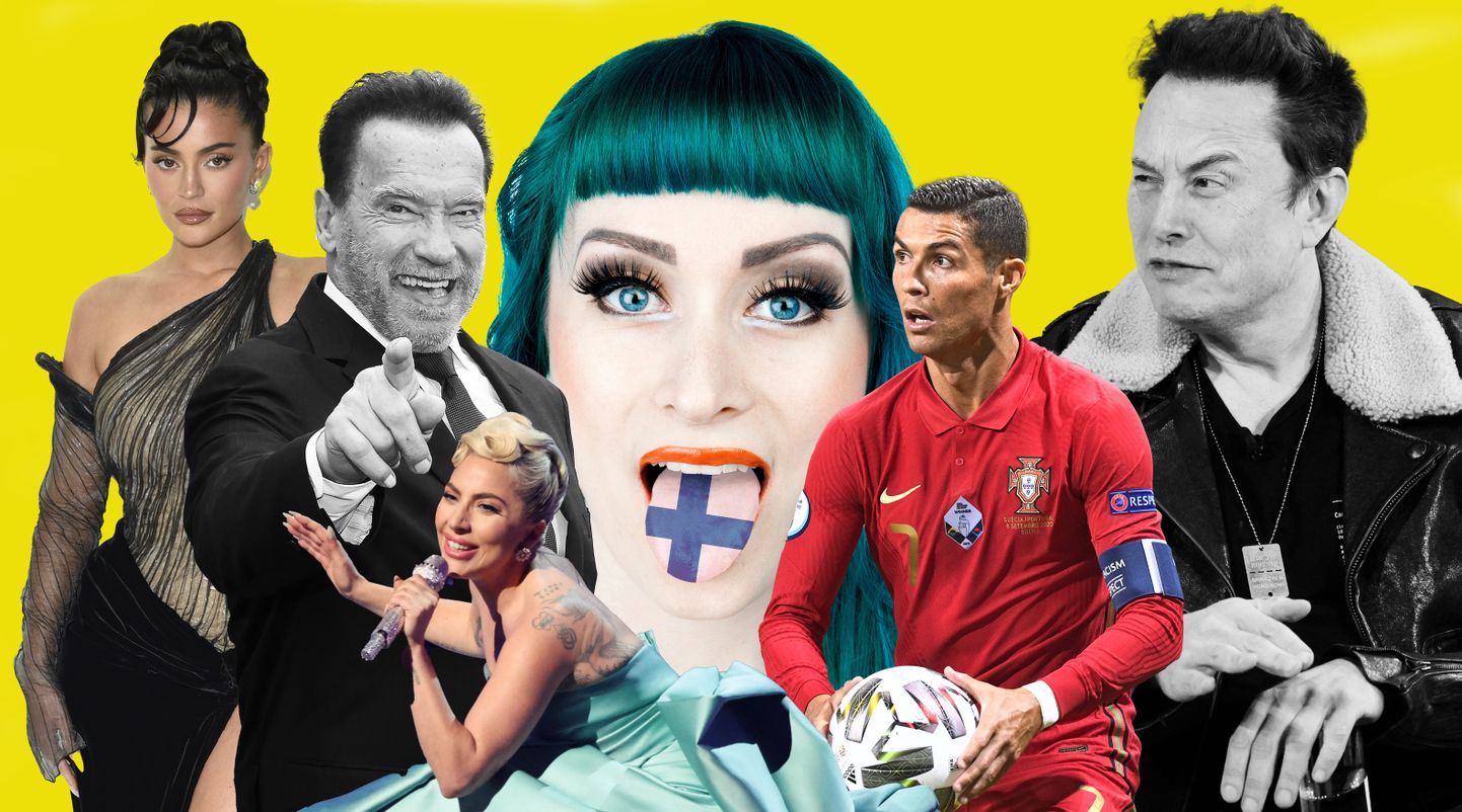 Kylie Jenner, Arnold Schwarzenegger,  Lady Gaga, Ronaldo, Elon Musk.