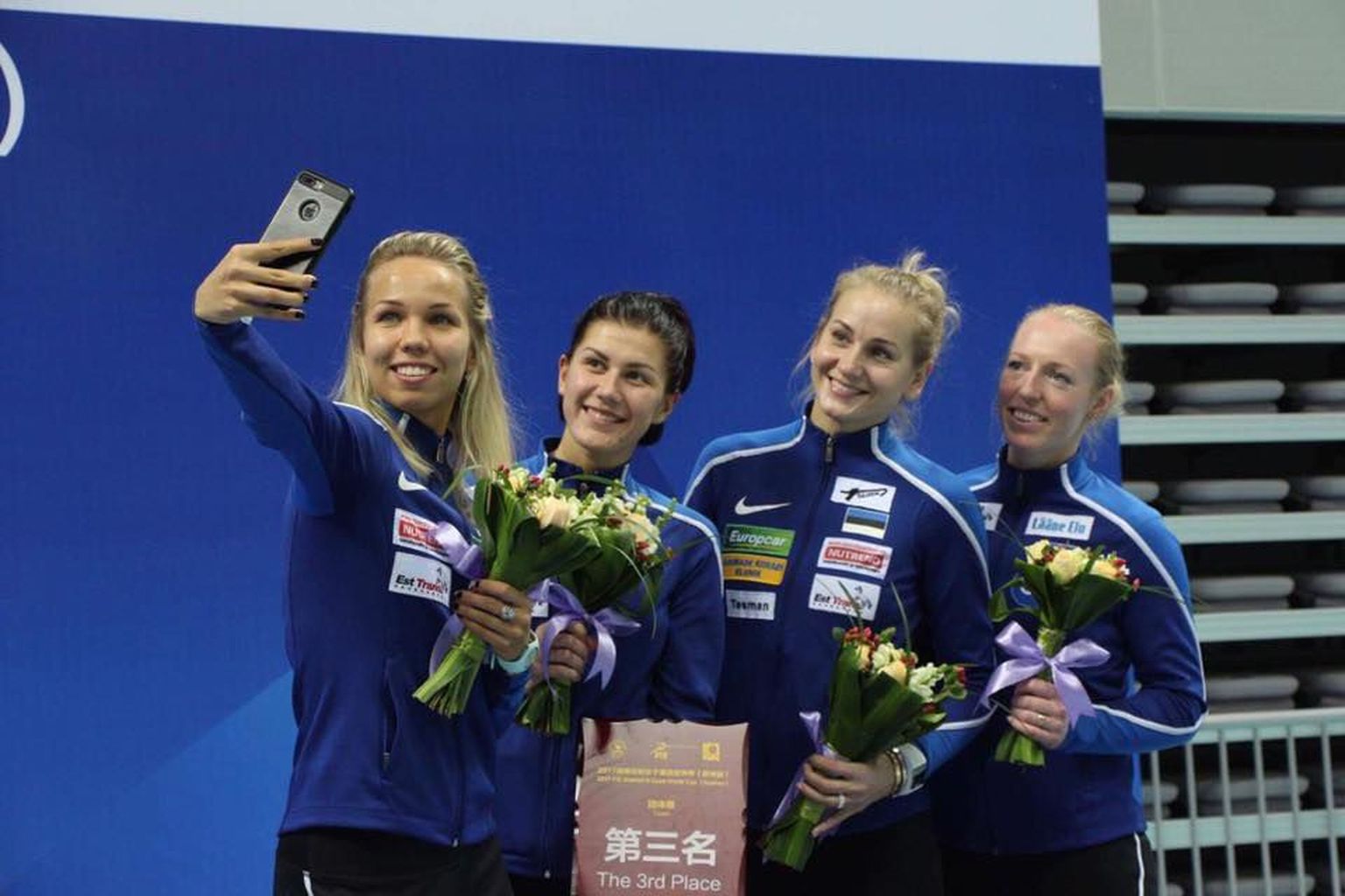 Erika Kirpu (vasakult), Julia Beljajeva, Kristina Kuusk ja Nelli Paju avasid uue hooaja pjedestaaliarve.
