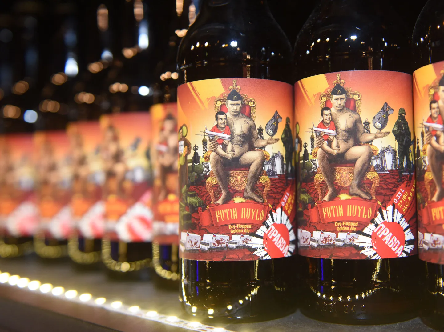 Pravda Brewery õlu Putin Huilo restoranis Lvivis.