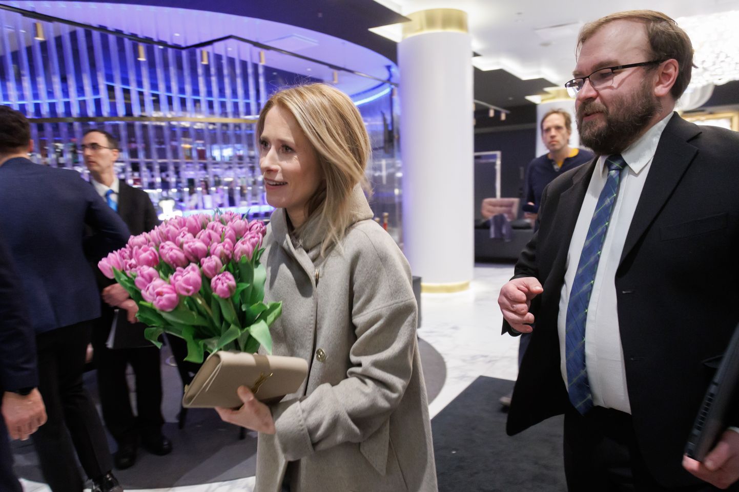 Reformierakonna esimees Kaja Kallas ja partei kommunikatsioonijuht Kajar Kase tänavu 5. märtsil valimispeol Tallinnas Radissoni hotellis.