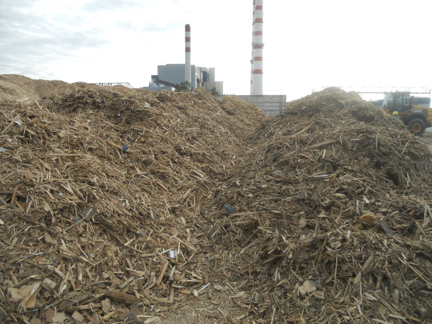 Древесные отходы, складированные рядом с Балтийской электростанцией "Eesti Energia" в Нарве.