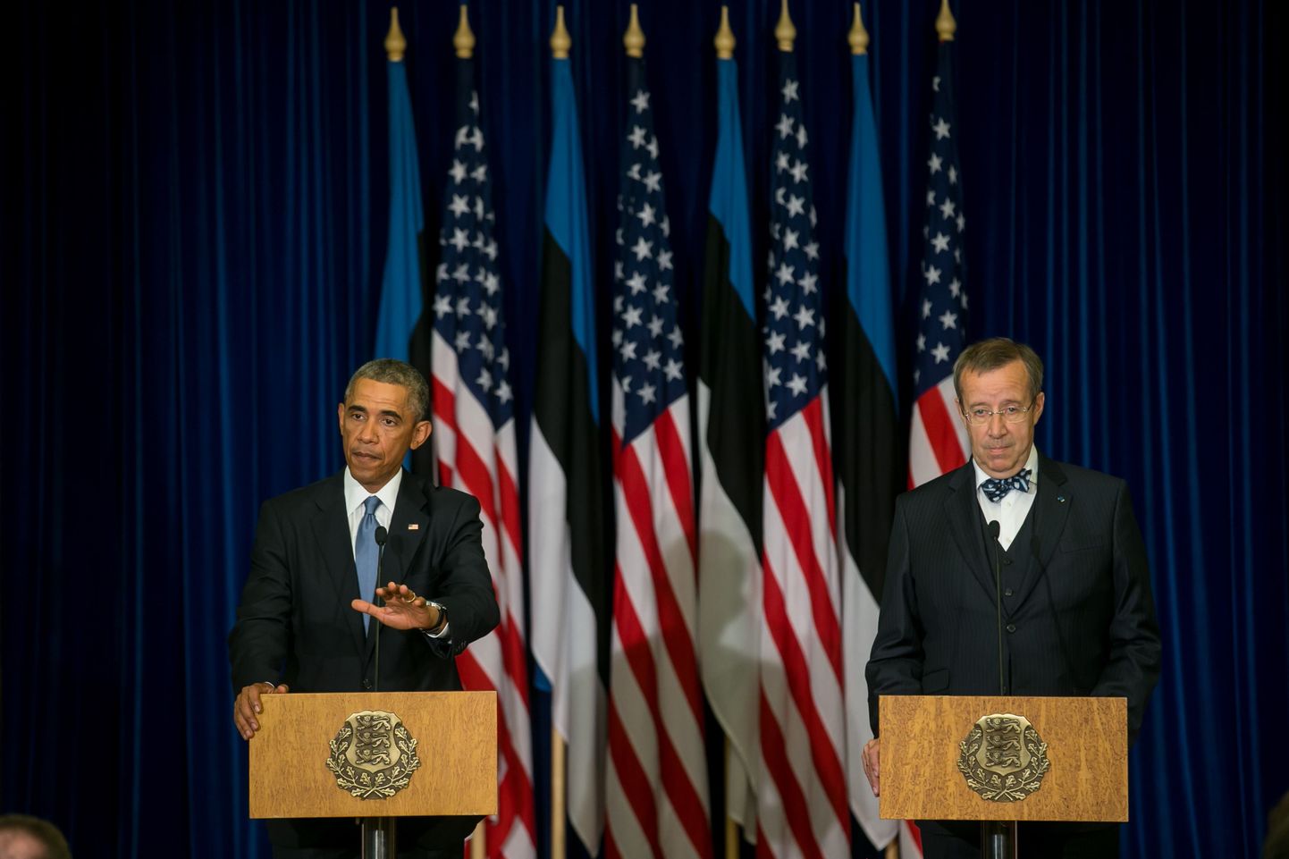 Toomas Hendrik Ilvese ja Barack Obama pressikonverents Eesti Pangas.