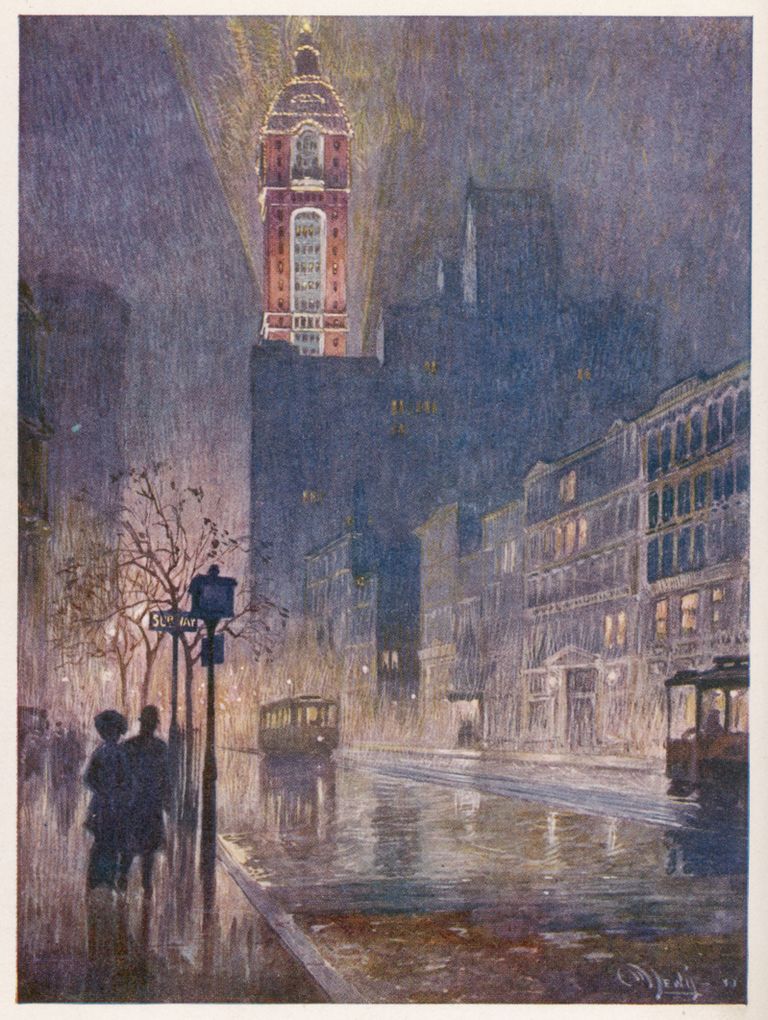 Öine vaade Singeri hoonele ja Broadwayle, aasta 1911