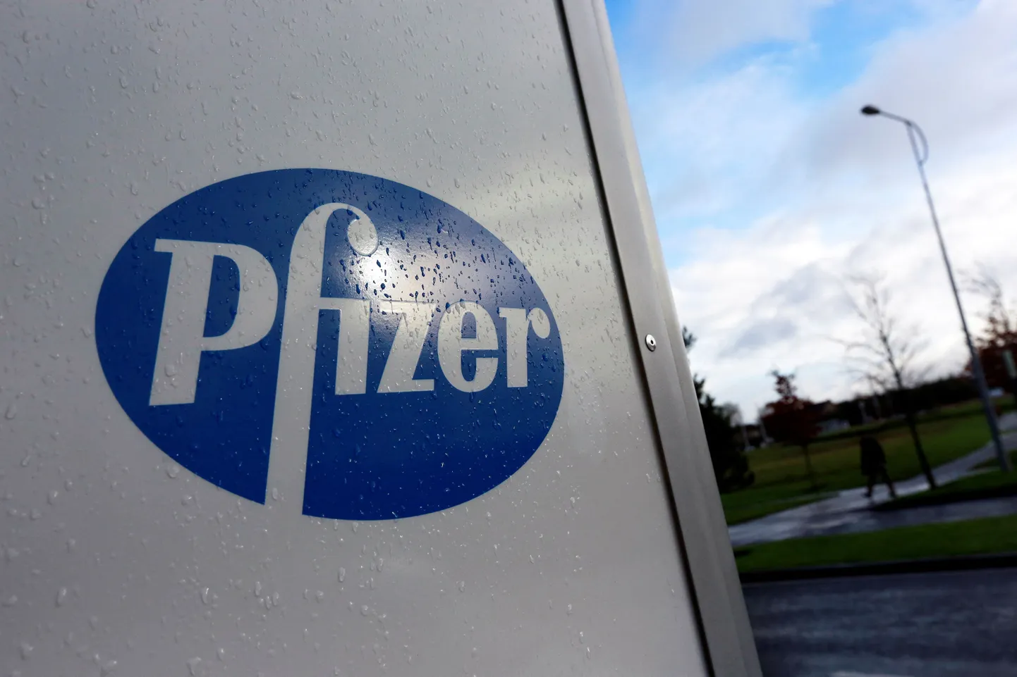 Логотип офиса компании Pfizer в Дублине 24 ноября 2015 г.