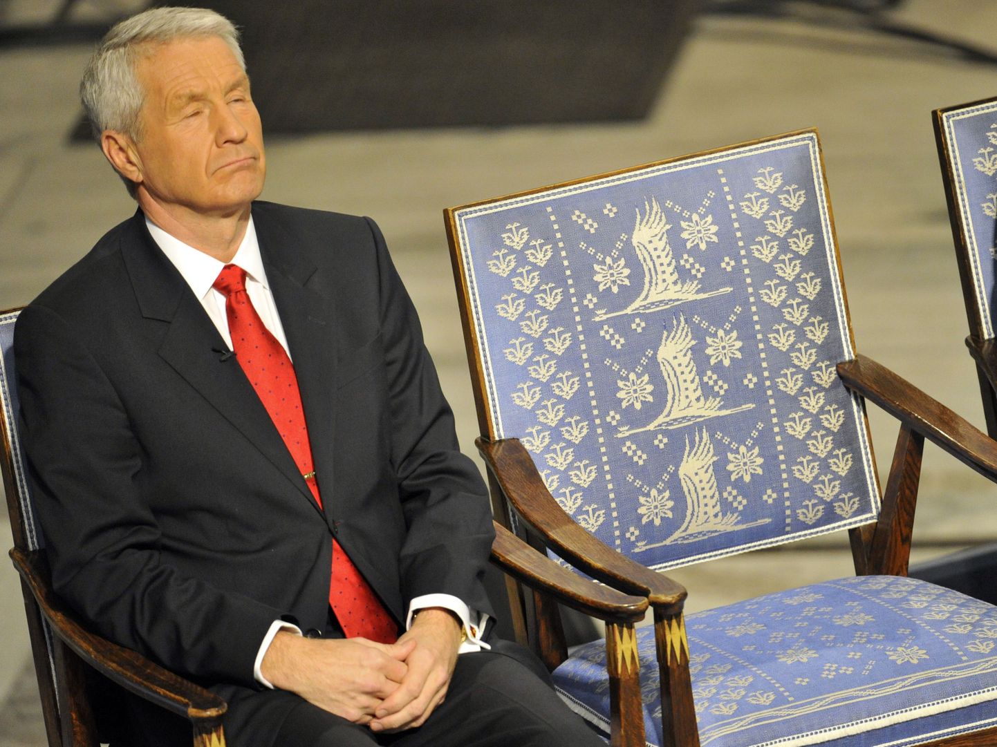 Кресло рядом с председателем Норвежского нобелевского комитета пустовало.