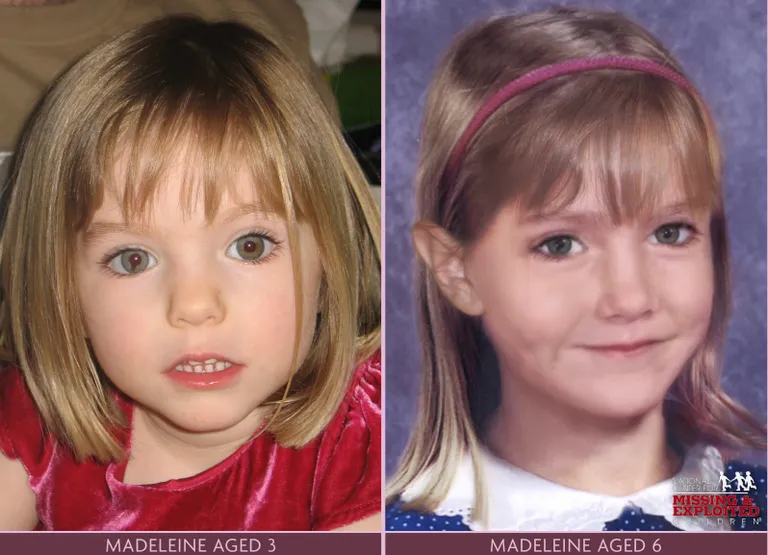 Madeleine McCann, paremal pildil politsei fototöötluse abil antud kuueaastase välimus
