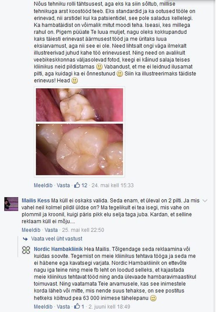 Nordic Hambakliiniku Facebookilehel läks tuliseks. Foto: