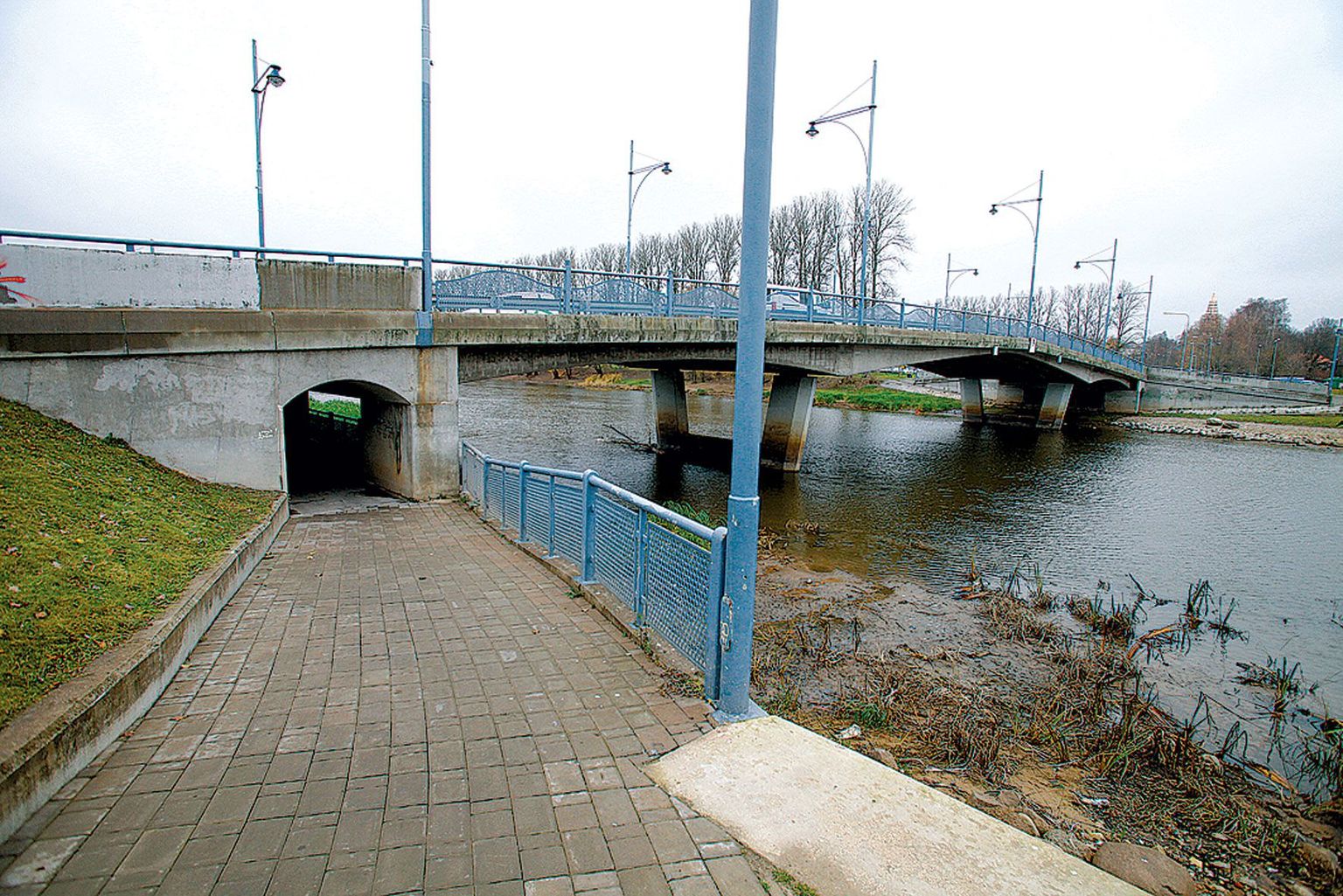 Kroonuaia silla juures on Emajõgi sel sügisel üsna kokku kuivanud. Läinud aasta 8. novembril oli silla all vett kõvasti rohkem, sest jõe veetase ulatus tol päeval Tartus 102 sentimeetrit üle hüdroloogide mõõdulati nulli.