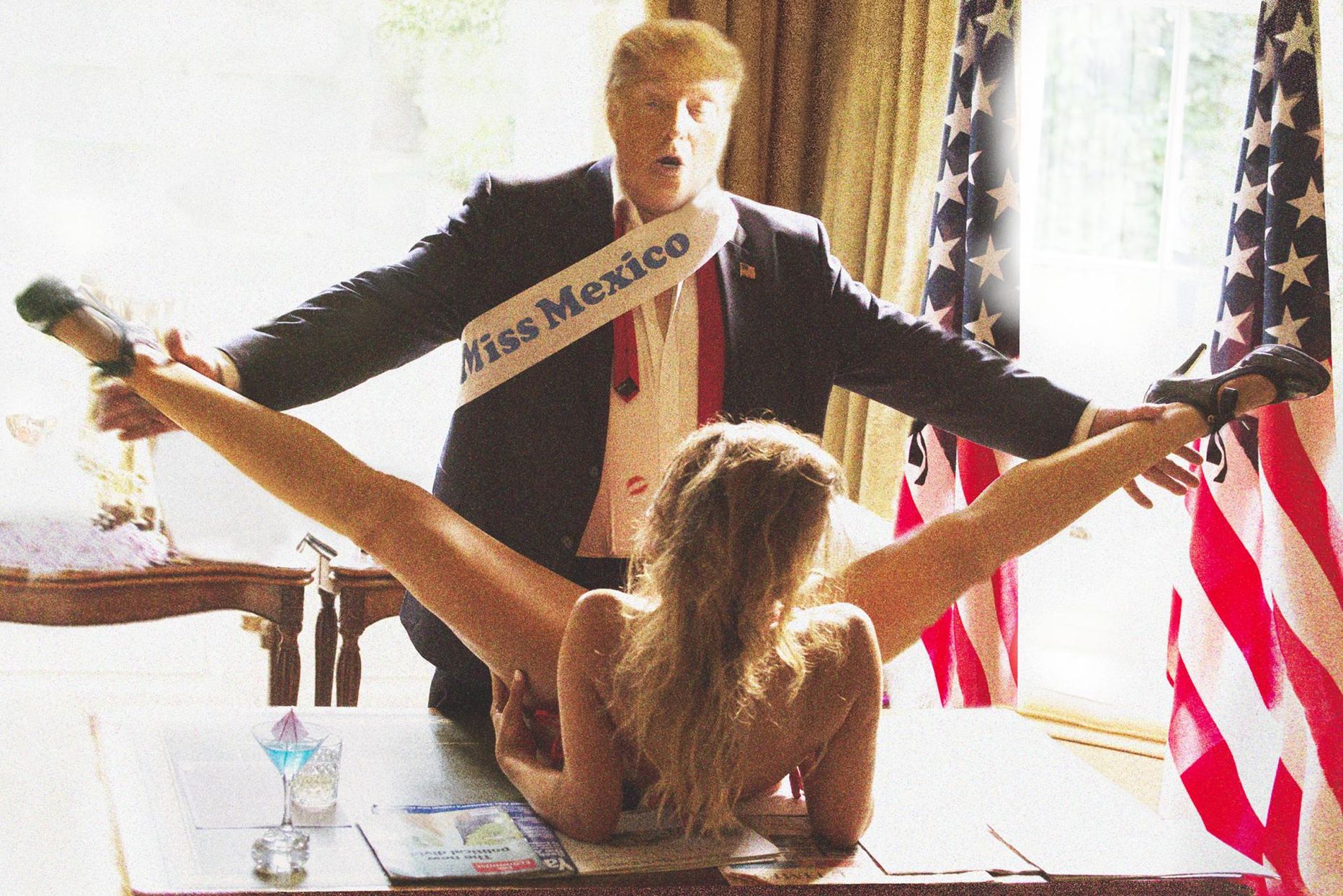 Donald Trump ja Miss Mehhiko, Fotografiskas esitletud Alison Jacskoni näituselt «Tõde on surnud». Skandaalne kaader näituselt, mille kohta leiti, et linnaruumi jaoks on selline kunst liiga kange.