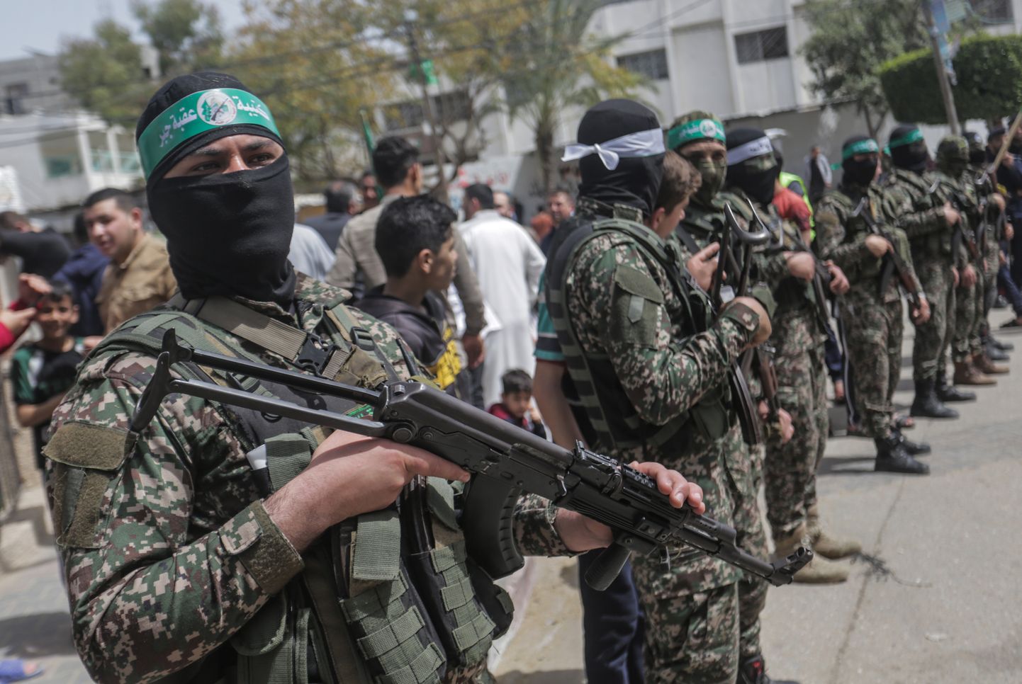 Äärmusrühmituse Hamas võitlejad meeleavaldusel Gazas. Foto on illustratiivne.