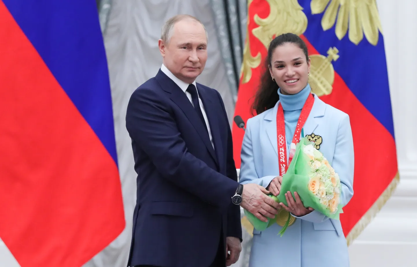 Вероника Степанова на приеме у Владимира Путина 26 апреля 2022 года. Война в Украине набирала обороты.