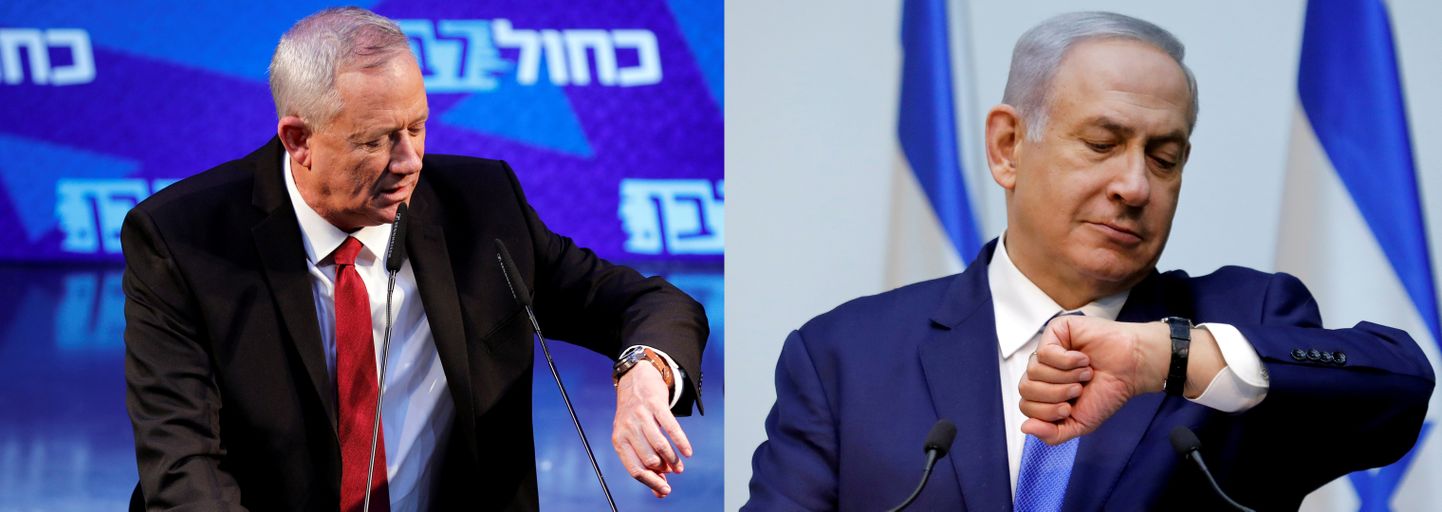 Iisraeli tsentristliku Sinivalge alliansi liider Benny Gantz ja parempoolse Likudi partei liider, peaminister Benjamin Netanyahu.
