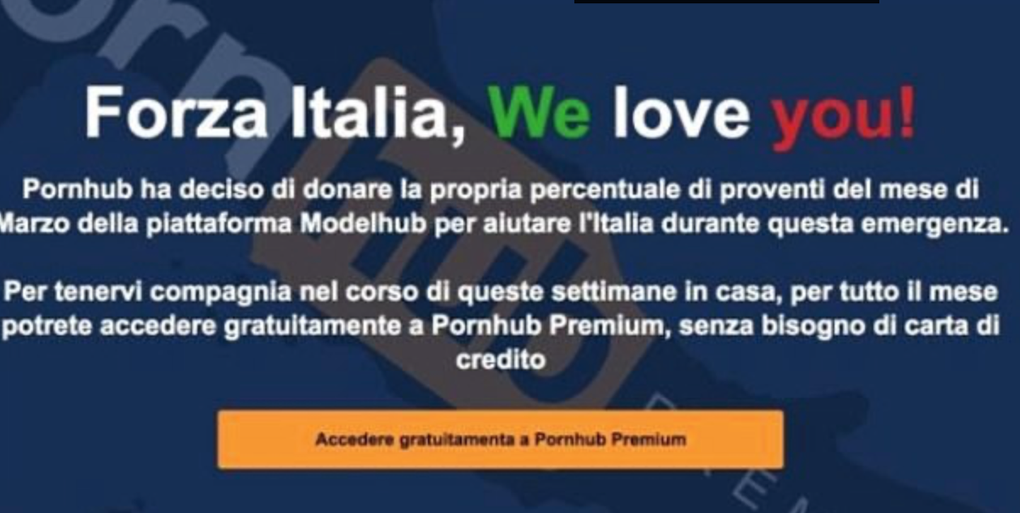 Pornosait teatas, et võimaldab kõigile Itaalias olevatele inimestele tasuta ligipääsu ka maksustatavale sisule.