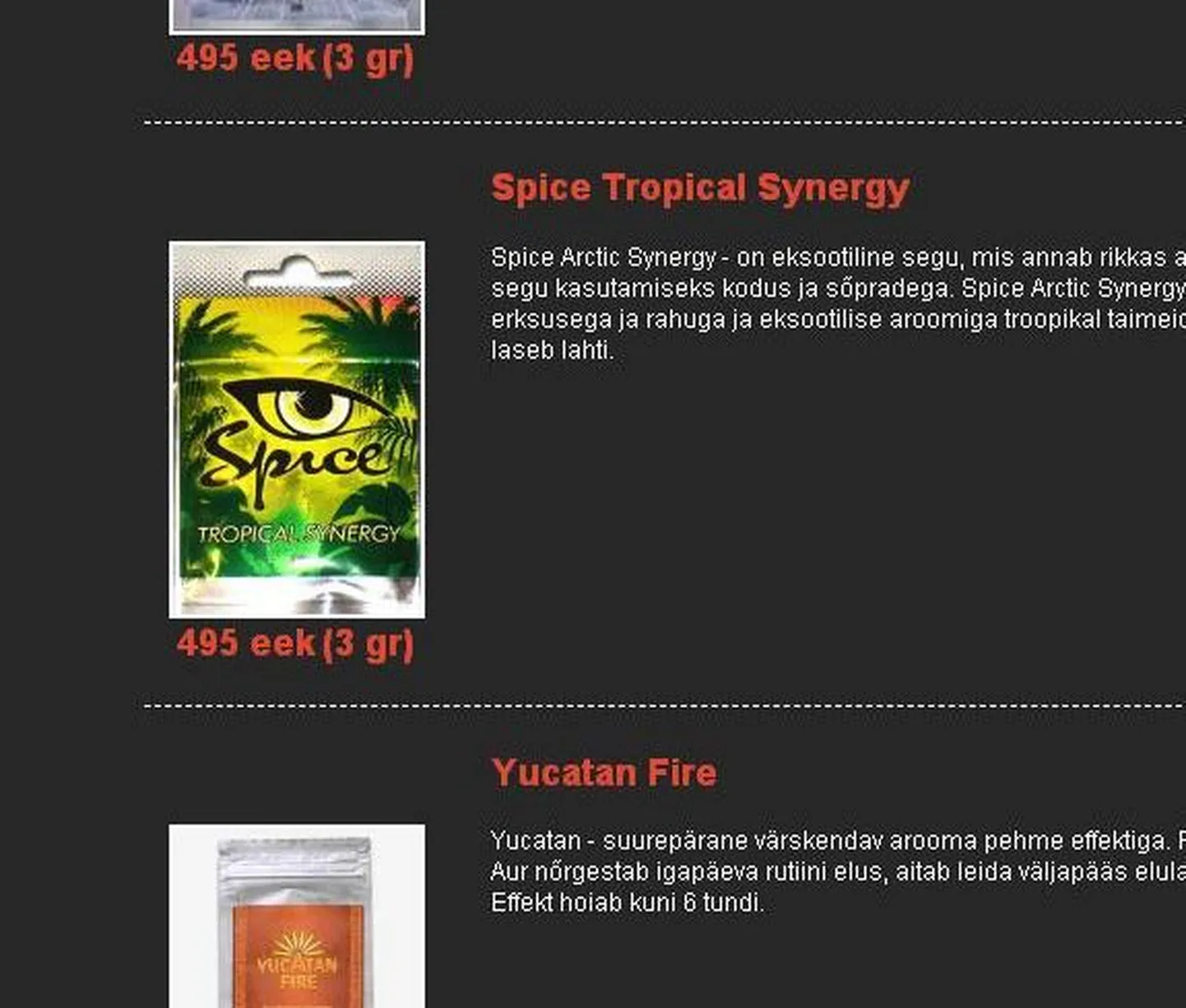 Fragment Spice'i vahendavalt koduleheküljelt