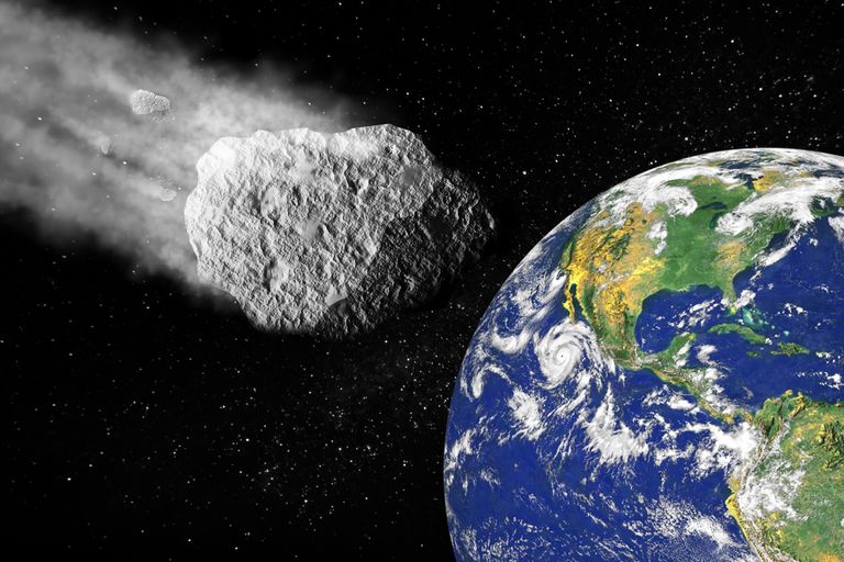 Asteroid liikumas Maa suunas. Pilt on illustreeriv