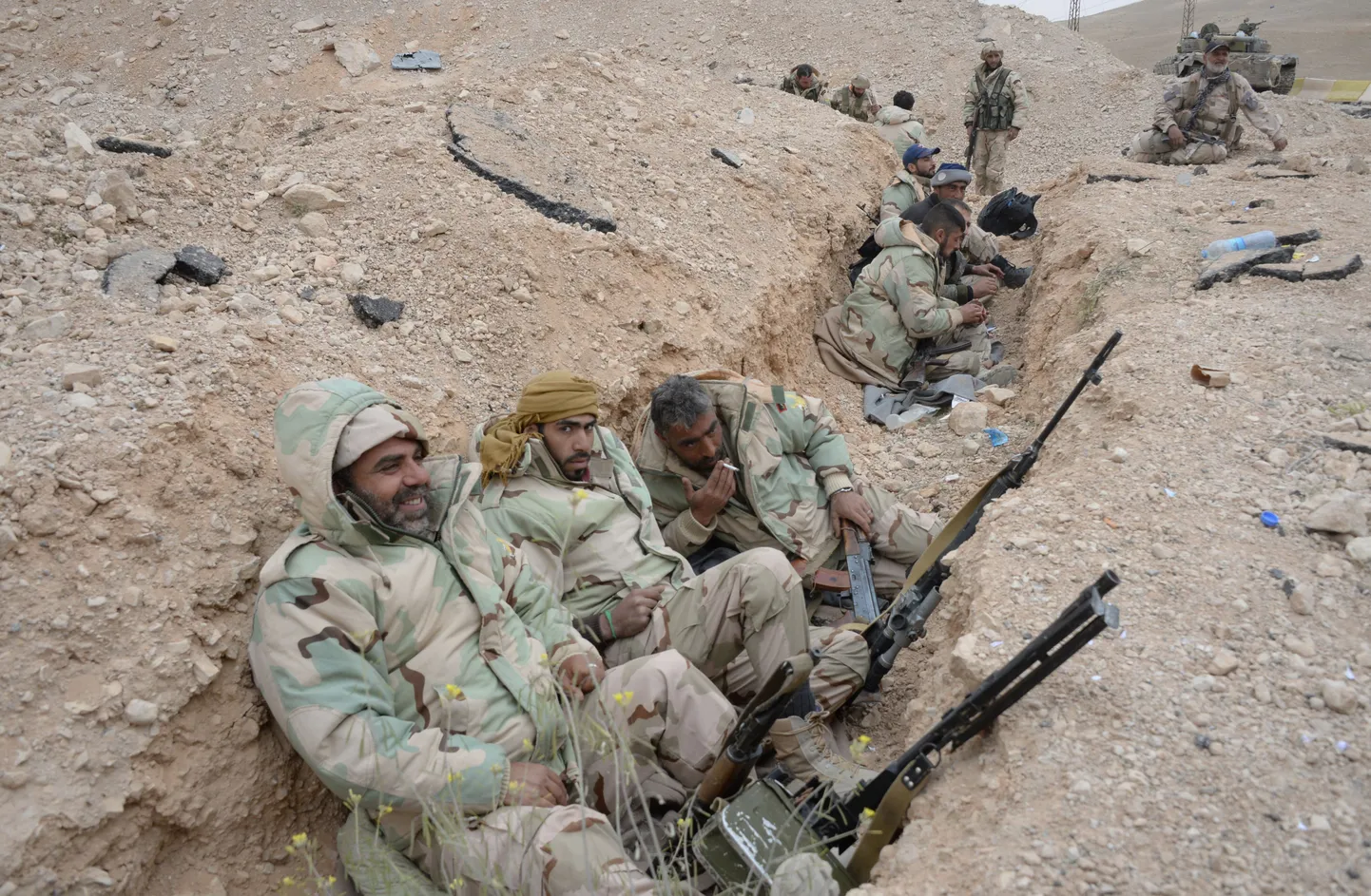 Süüria valitsusväed Palmyra lähistel.