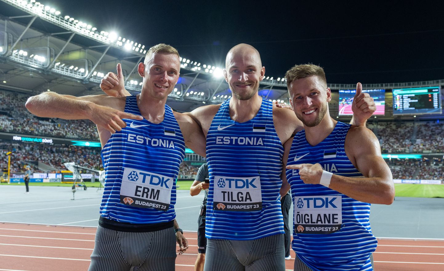 Kuigi Budapestis toimunud kergejõustiku MMil jäi Eesti medalita, panid meie kümnevõistlejad Johannes Erm (vasakul), Karel Tilga ja Janek Õiglane seal püsti enneolematu sõu.