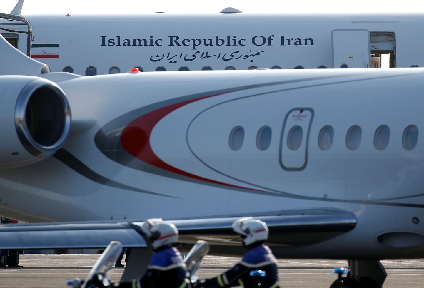 Iraani välisministri Mohammad Javad Zarifi lennuk Biarritzi lennuväljal.