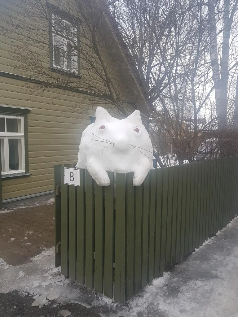 Снежное животное в прошлом году.