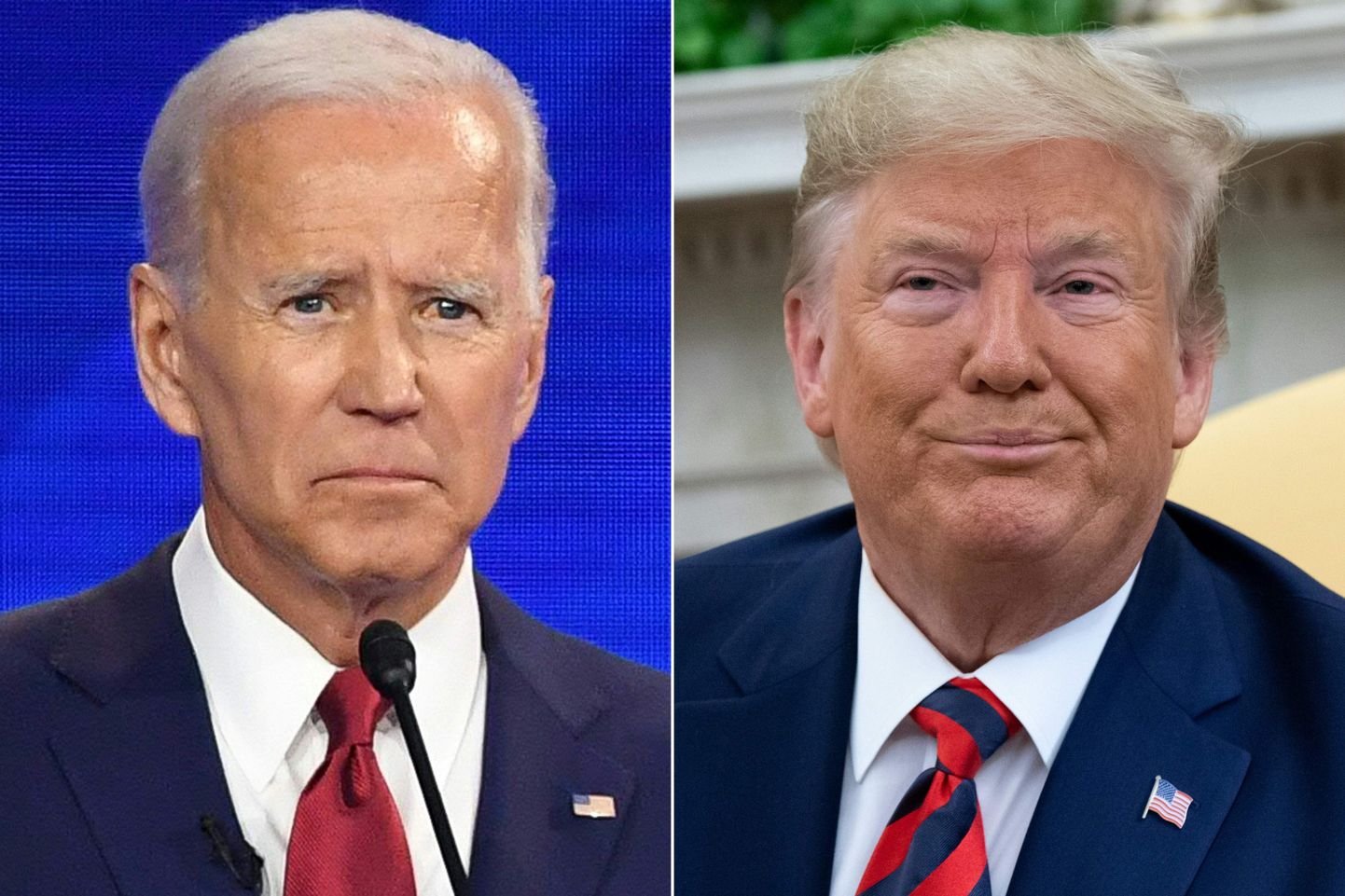 USA demokraatide presidendikandidaat Joe Biden (vasakul) ning vabariiklaste kandidaat, ametisolev president Donald Trump.