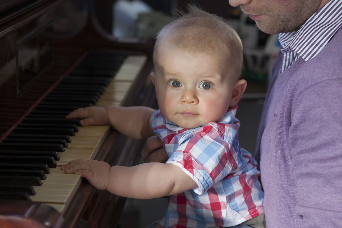Beebi tutvub klaveriga.