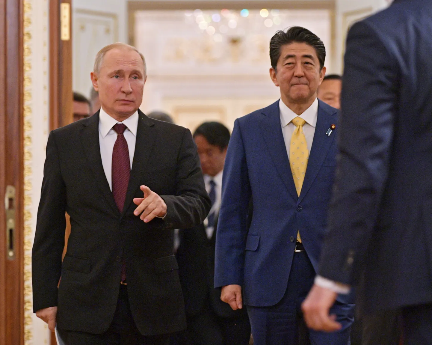 Japānas premjers Sindzo Abe un Krievijas prezidents Vladimirs Putins tikšanās laikā Maskavā 2019. gada 22. janvārī