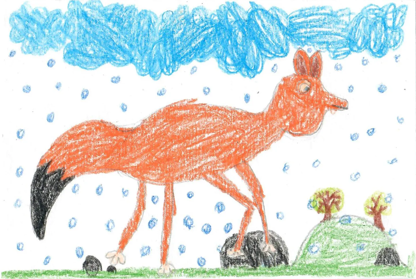 «Jõulud metsas» teemal joonistanud Paikuse kooli esimese klassi õpilane Noemi Toomela kaardi valis komplekti žürii.