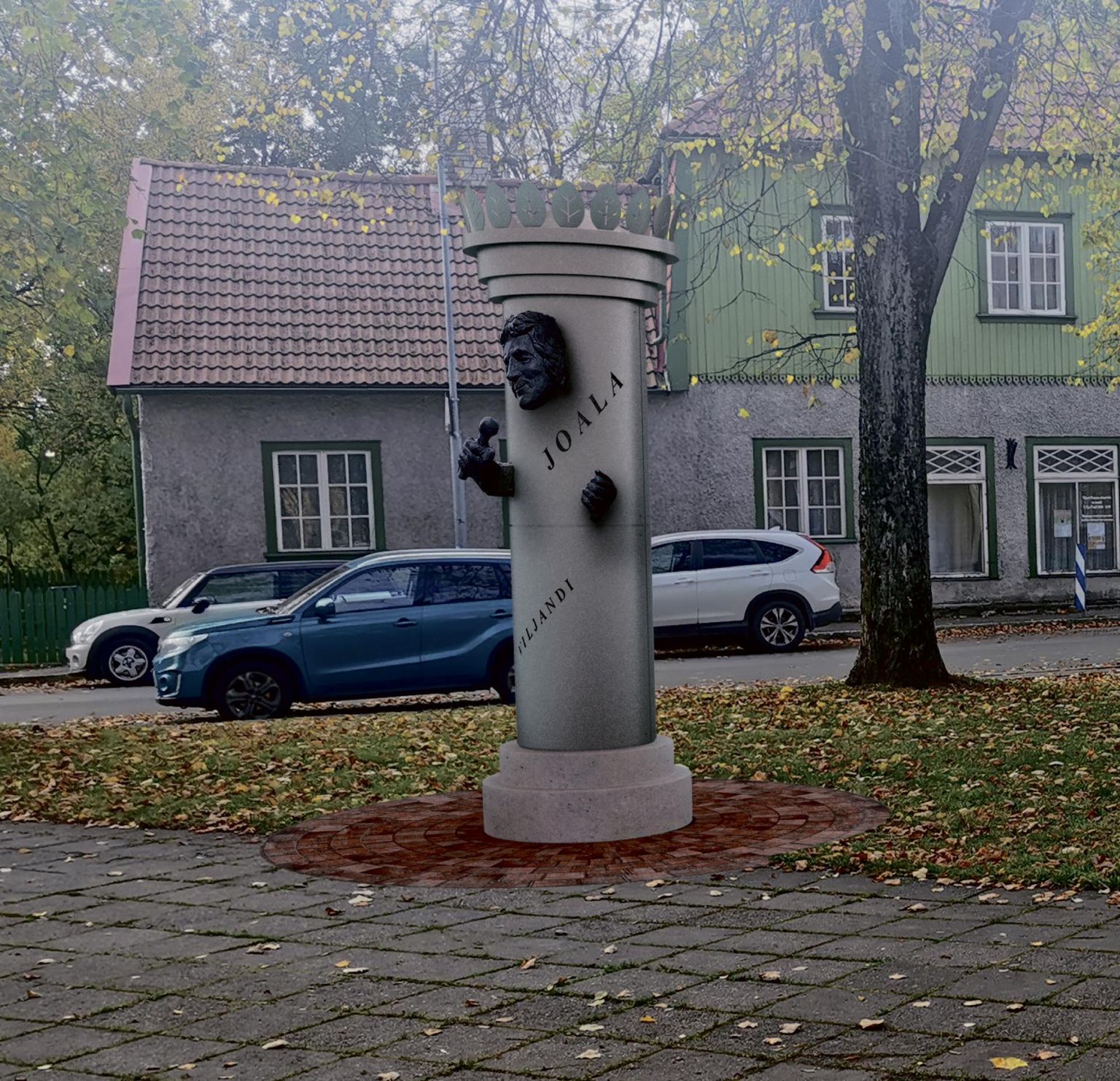 Skulptor Mati Karmin pakkus Jaak Joala mälestuse jäädvustamiseks välja sellise skulptuuri ning kolmeliikmelise žürii kaks liiget kiitsid selle mõtte heaks.