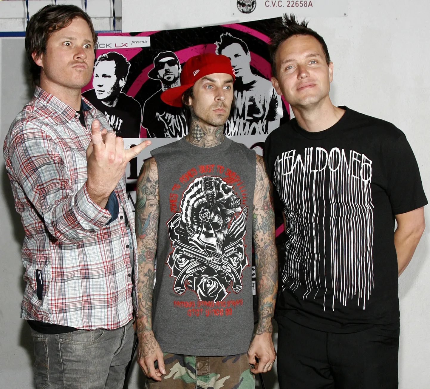 Tom DeLonge, Travis Barker ja Mark Hoppus bändist Blink-182.