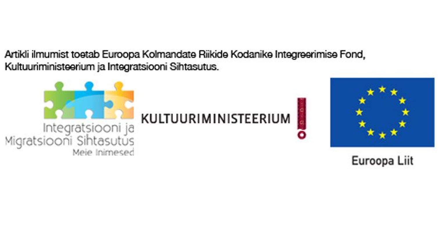 Loo ilmumist toetavad Euroopa Kolmandate Riikide Kodanike Integreerimise Fond, Integratsiooni ja Migratsiooni Sihtasutus Meie Inimesed ja kultuuriministeerium