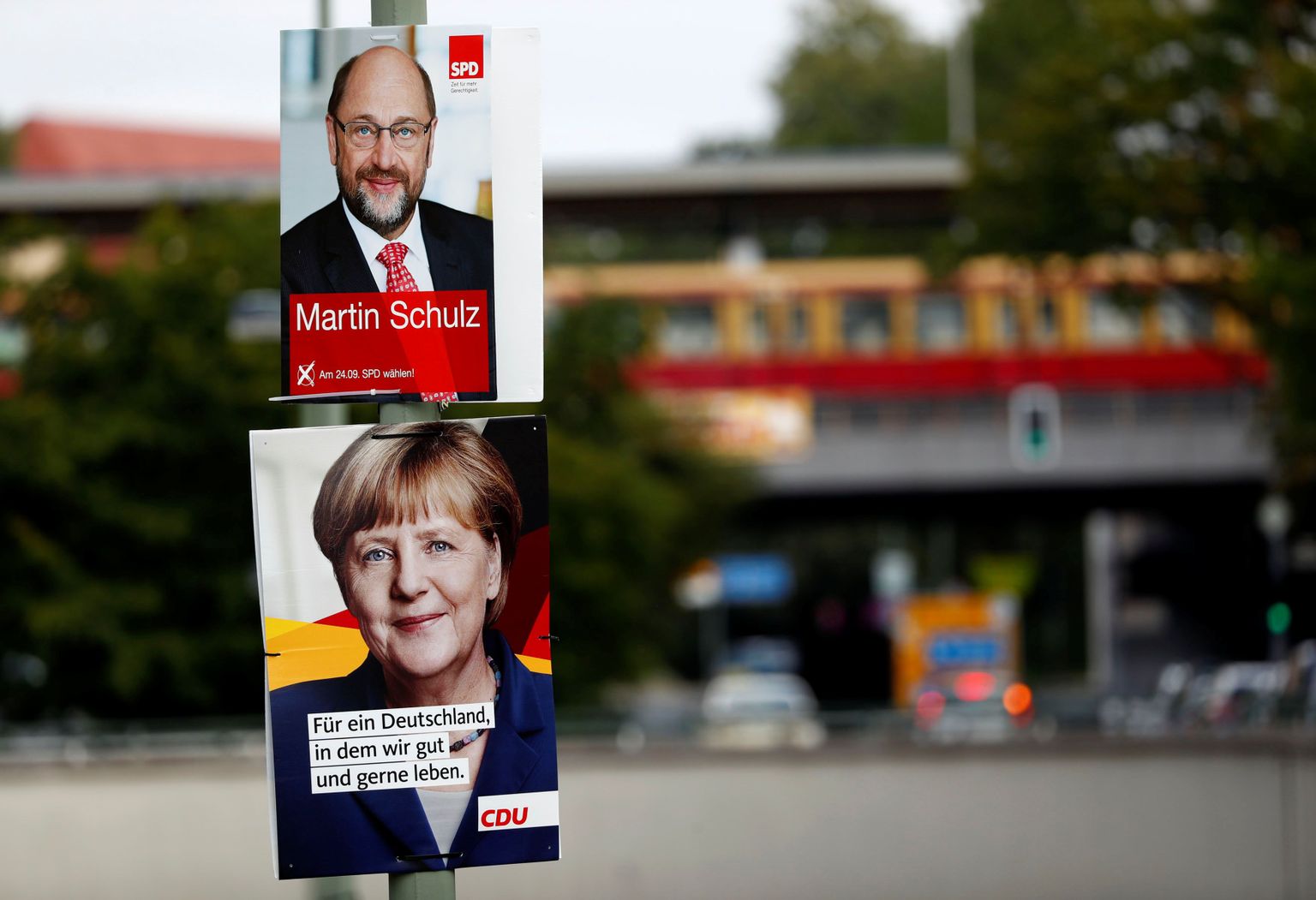 Sotsiaaldemokraatide ja Kristlike Demokraatide valimisplakatid Berliinis.