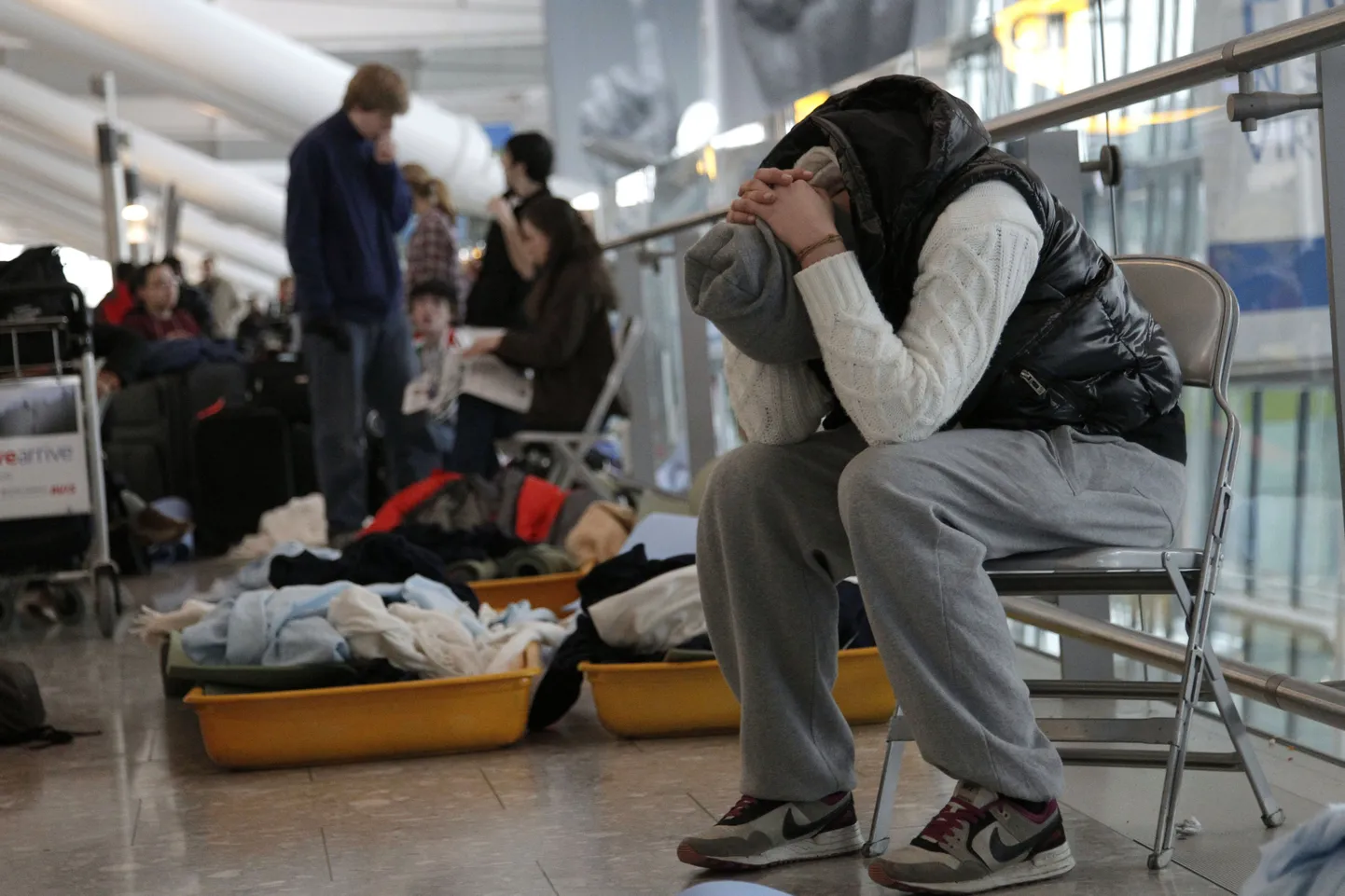 Reisija Londoni Heathrow' lennujaama 5. terminalis.