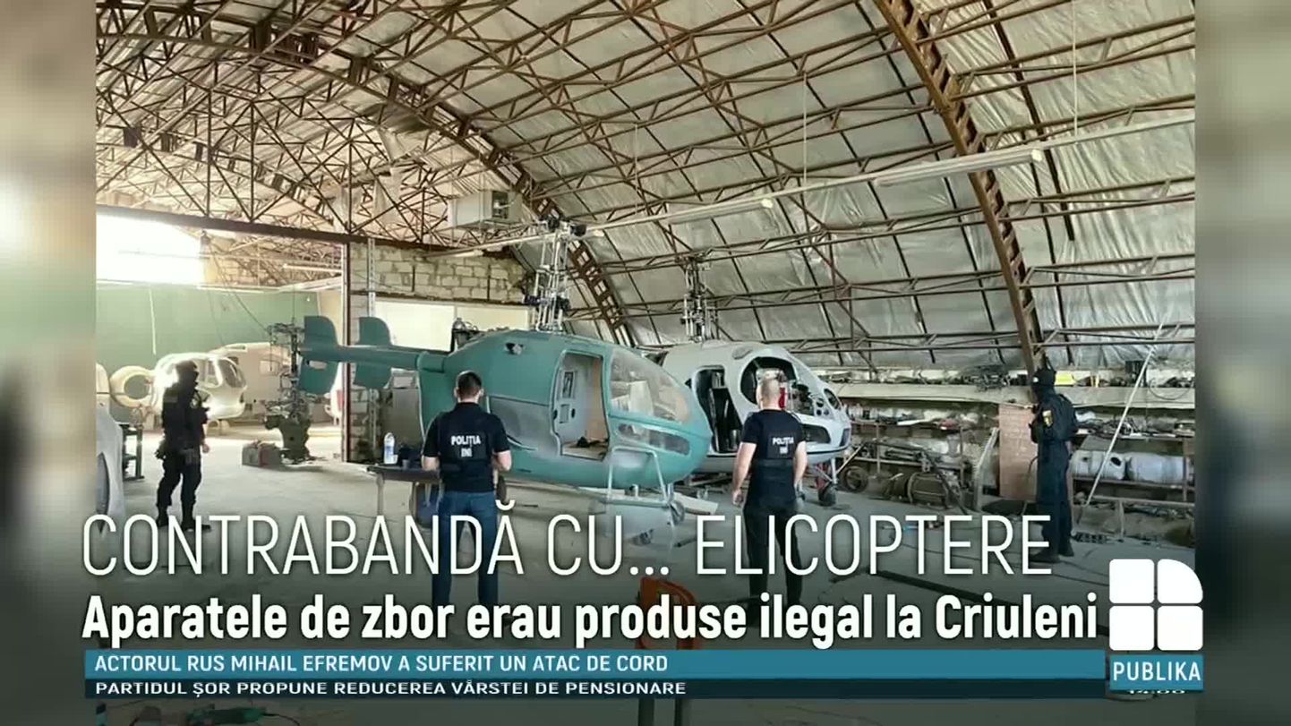 Kaader videost, millel on näha Moldova politsei poolt leitud ebaseaduslikku helikopteritehast