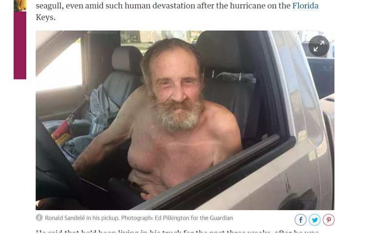 Irma autos üle elanud 70-aastane Ronald Sandelé. Foto: