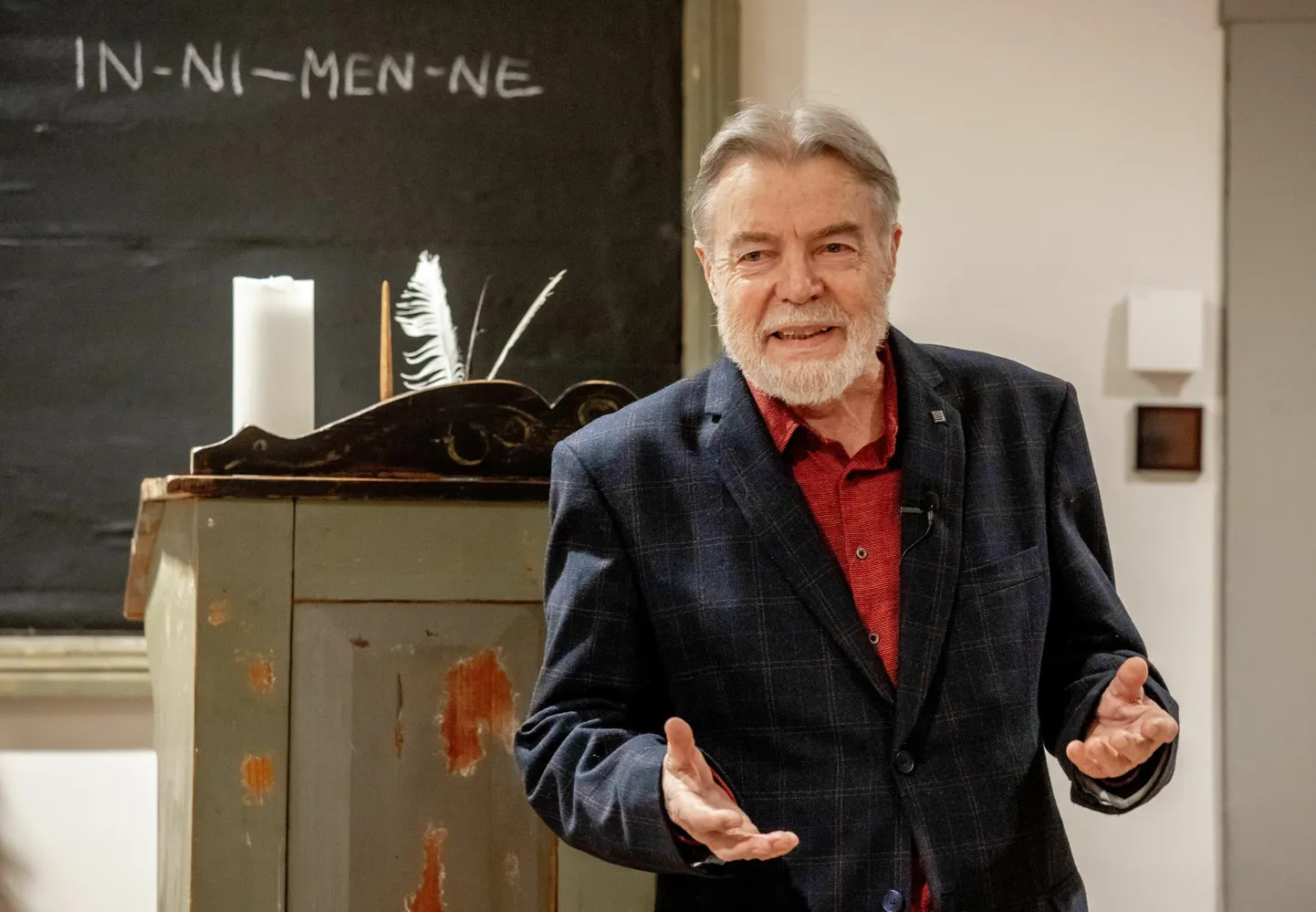 Jüri Talvet kohtus lugejatega Pärnu Koidula muuseumis tänavu jaanuaris.